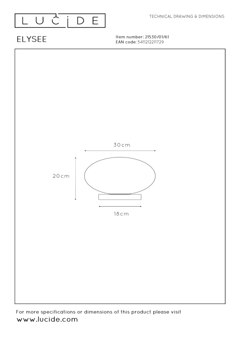Lucide ELYSEE - Stolná lampa - Ø 30 cm - 1xE27 - Opál